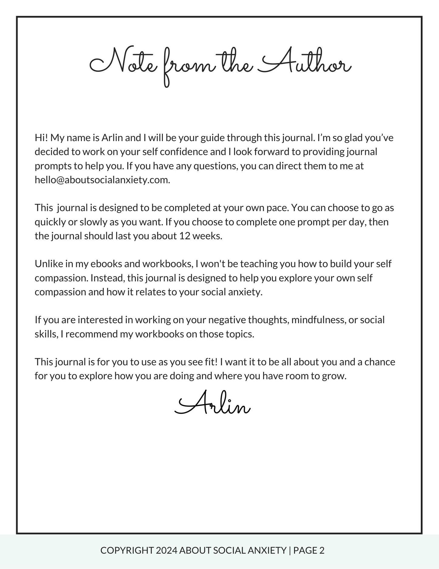 Self Compassion Journal for Social Anxiety