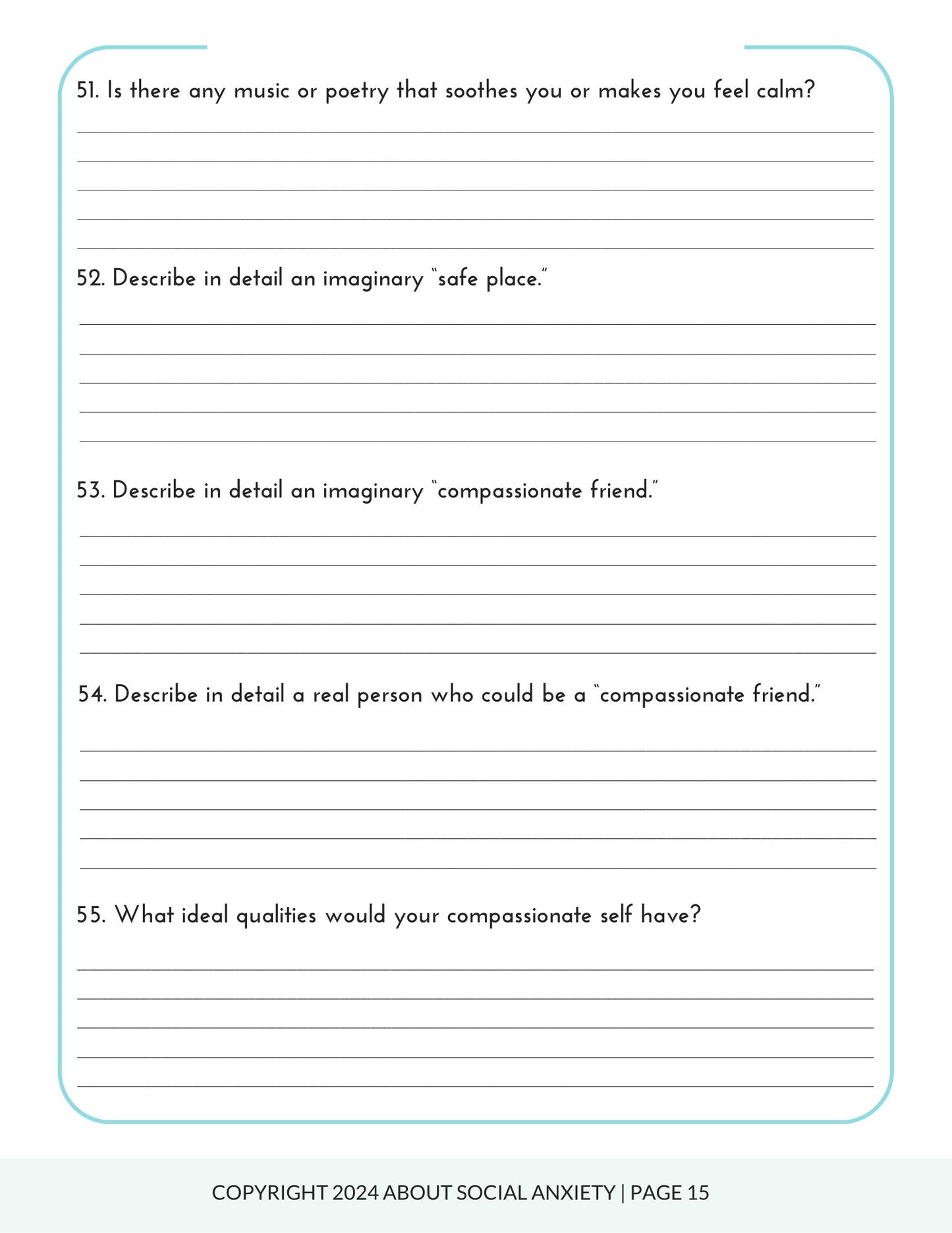 Self Compassion Journal for Social Anxiety
