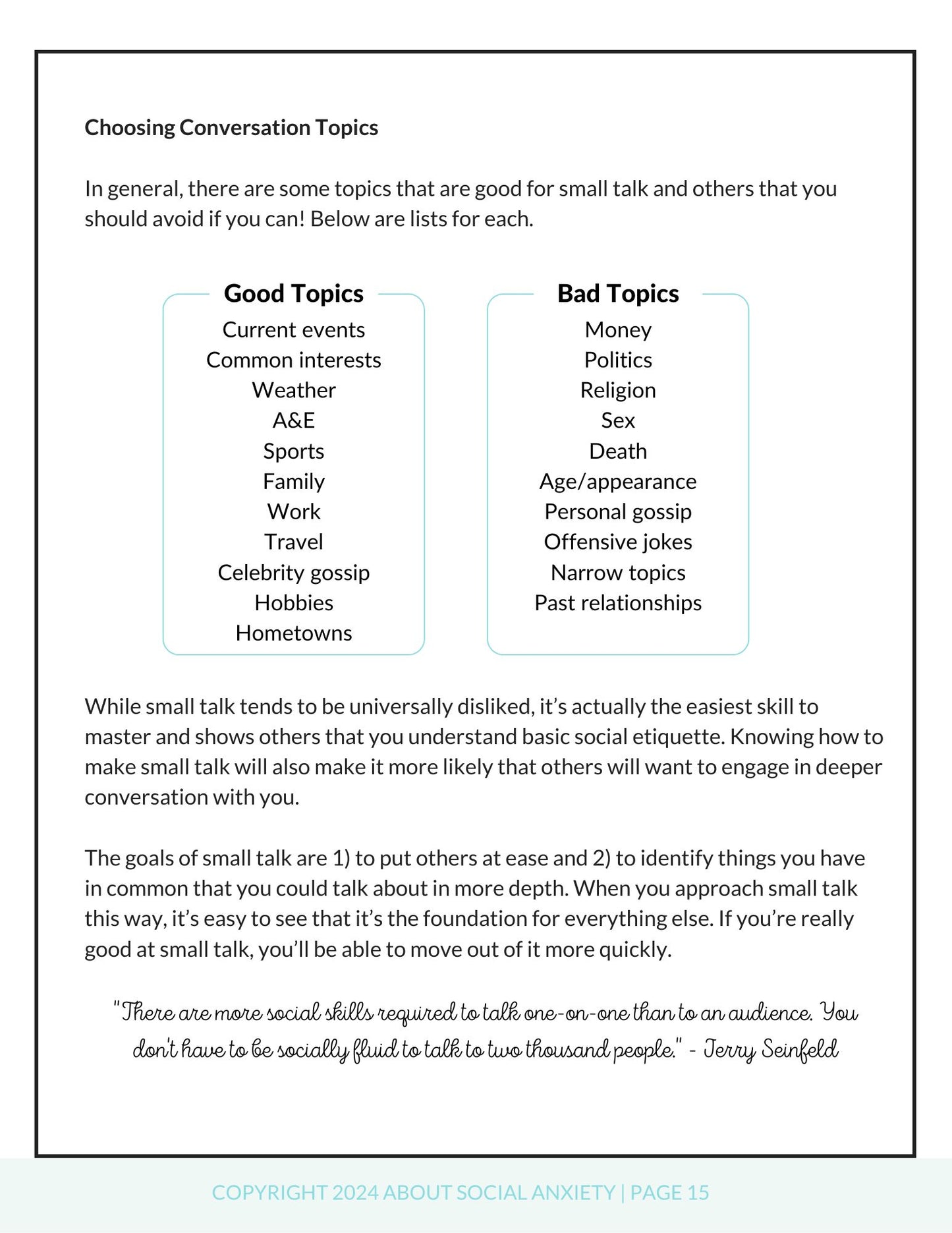 Social Skills Workbook for Social Anxiety