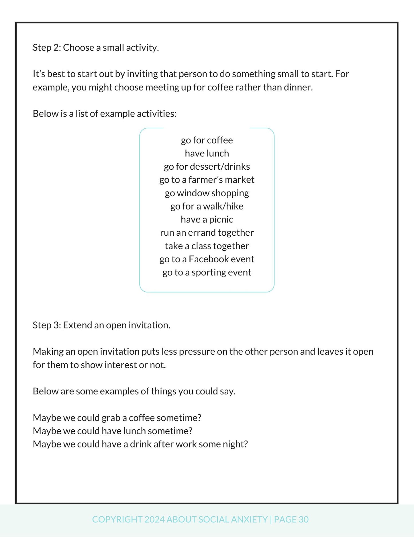 Social Skills Workbook for Social Anxiety