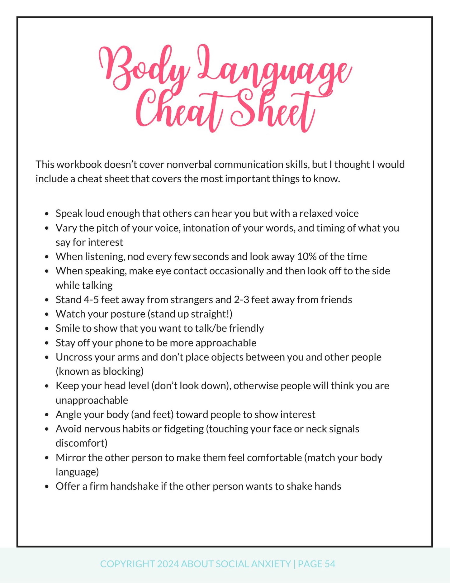Social Skills Workbook for Social Anxiety