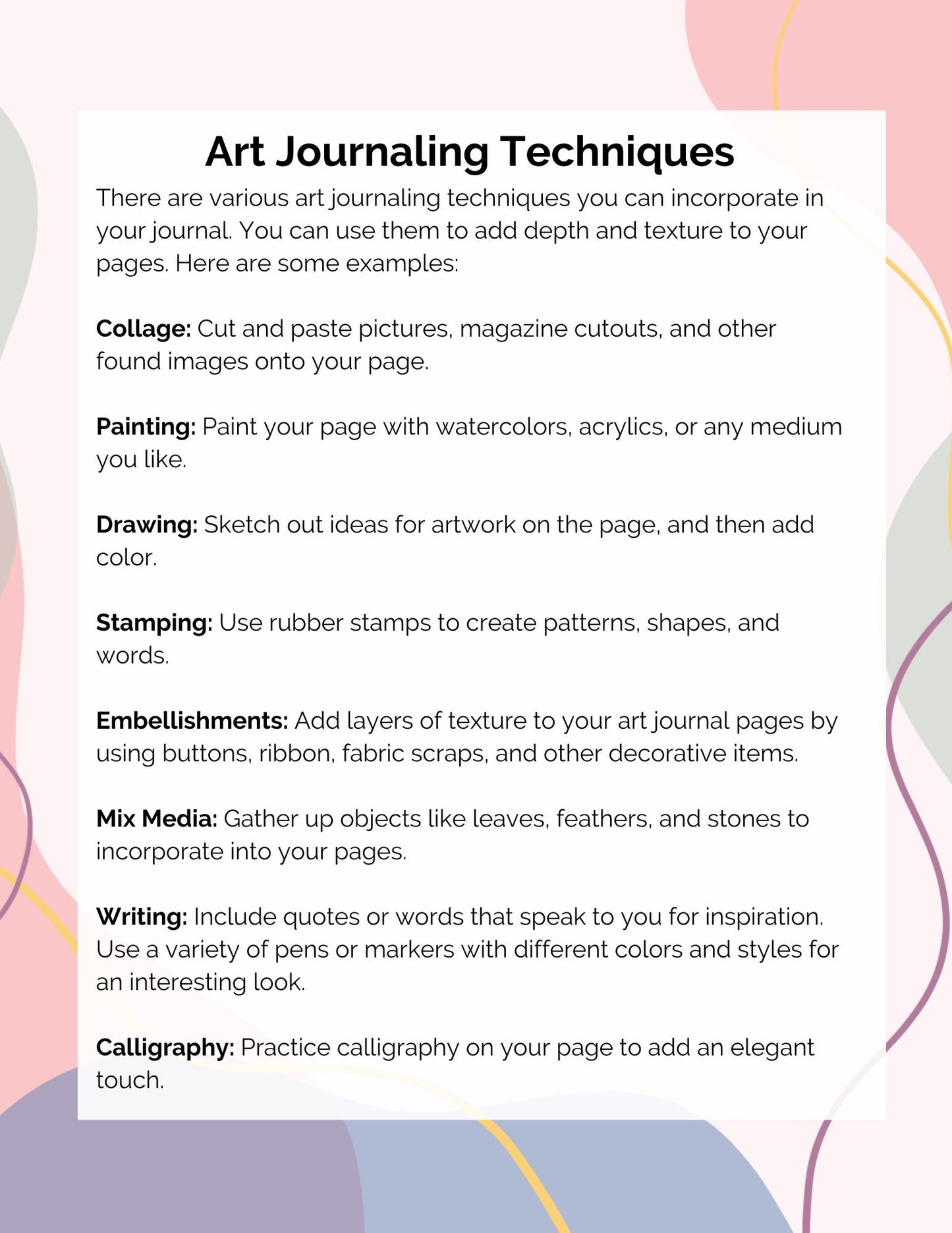 30-Day Empowerment Over Anxiety Art Journal