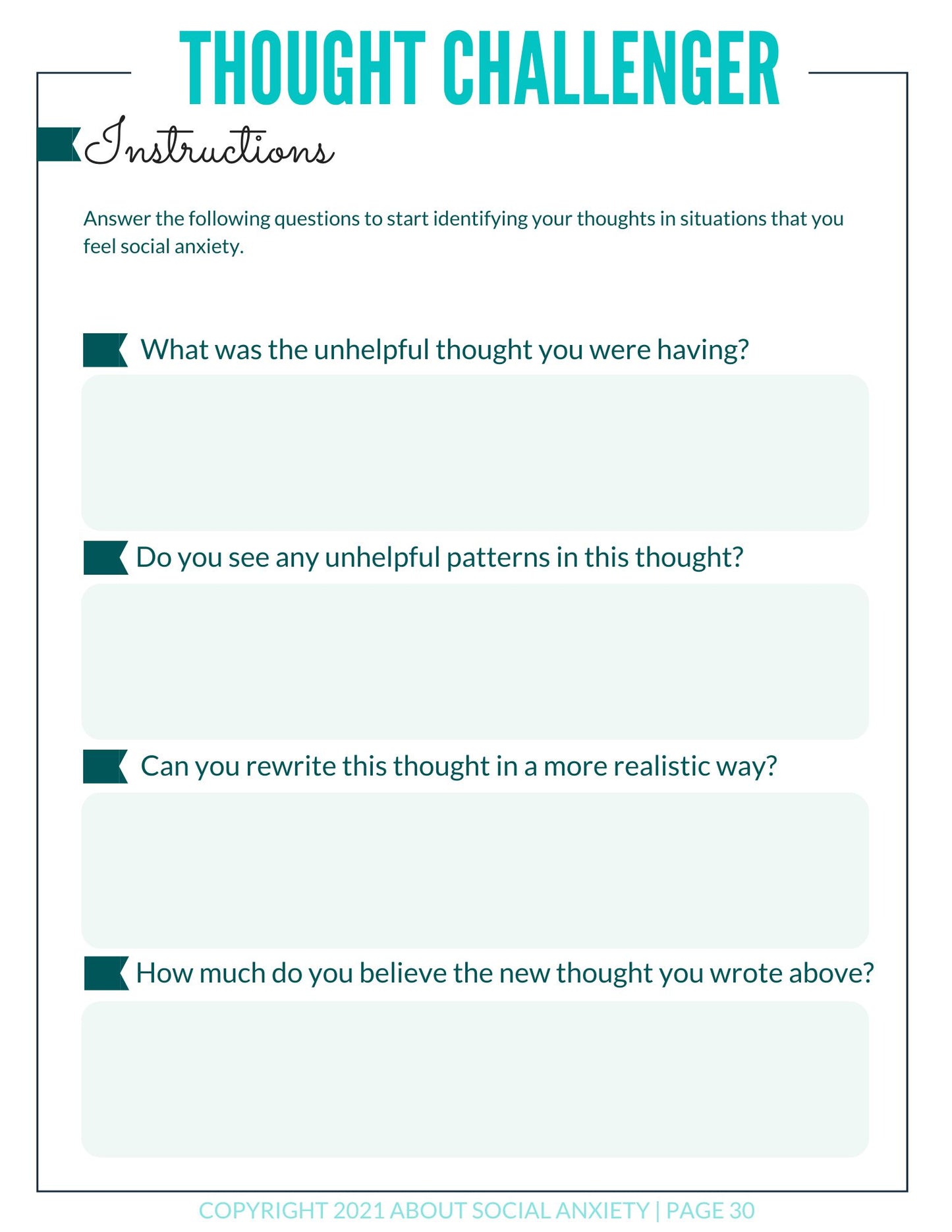 Cognitive-Behavioral Workbook for Social Anxiety