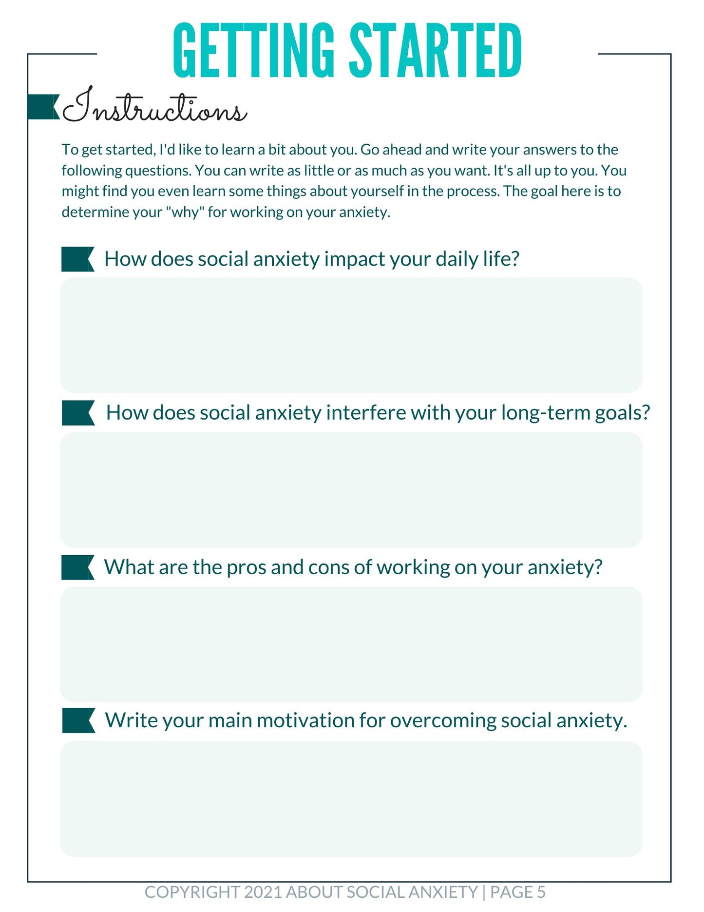 Cognitive-Behavioral Workbook for Social Anxiety