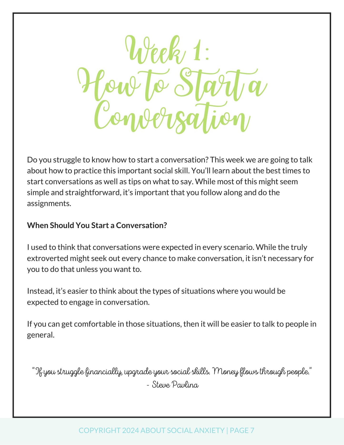 Social Skills Workbook for Social Anxiety
