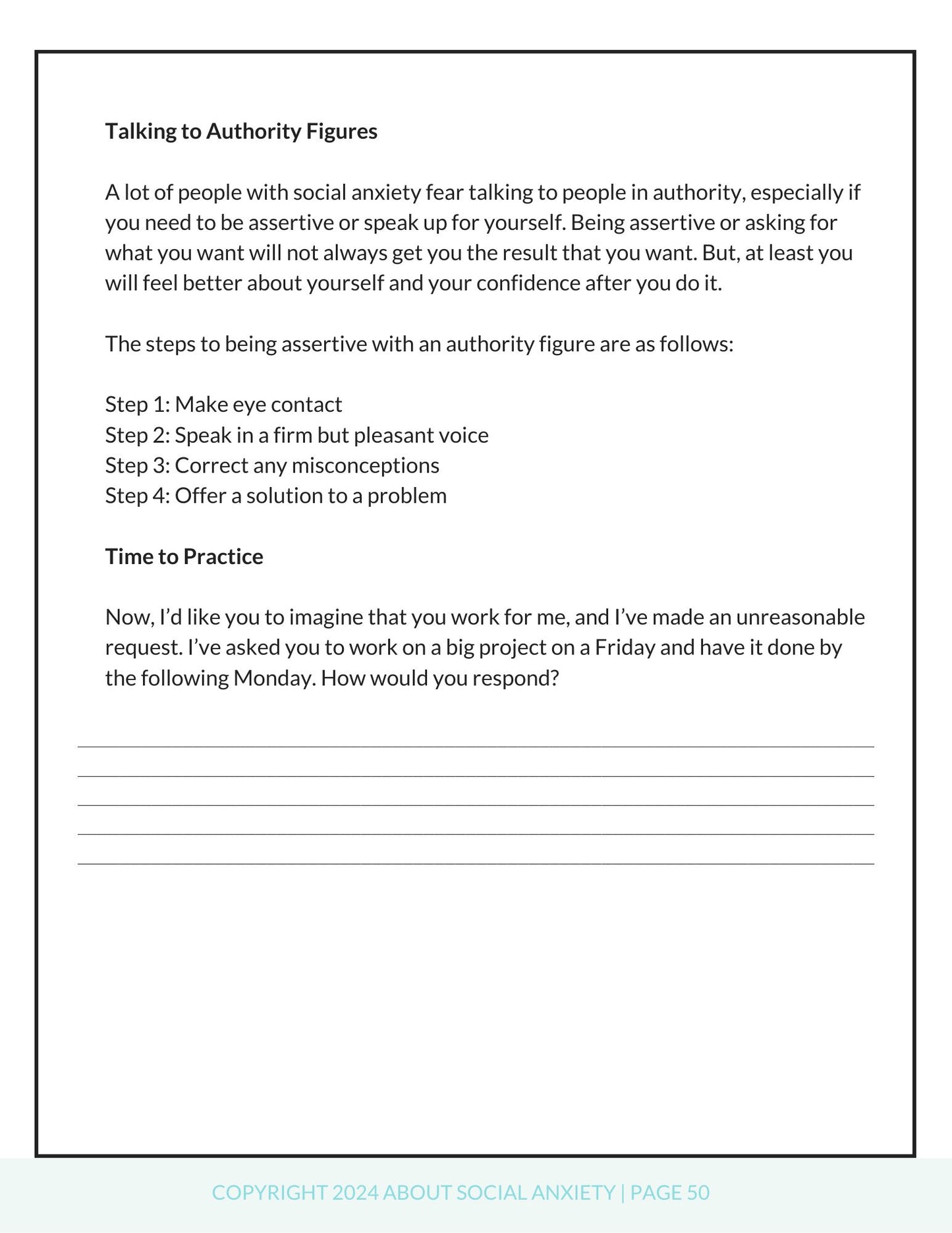 Social Skills Workbook for Social Anxiety